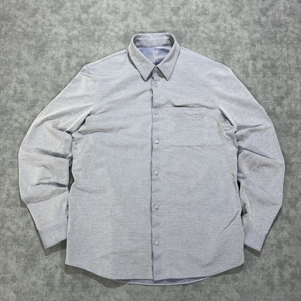 Lululemon Commission Lavender Button Up Shirt Mens Large Zip Pocket